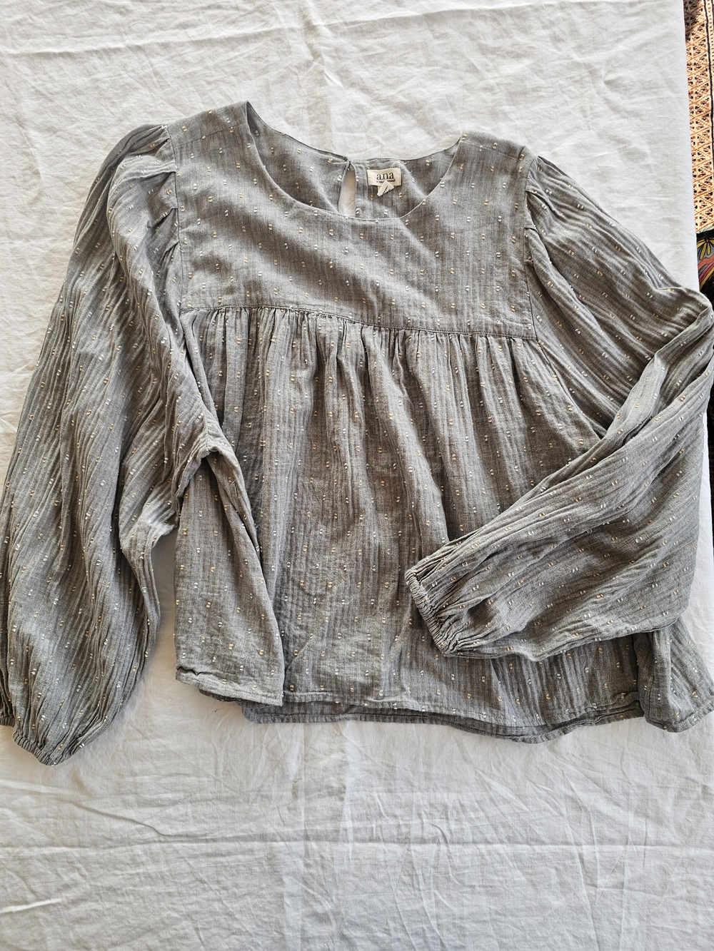 Ana Gray Peasant Blouse Size 3X - Picture 2 of 8